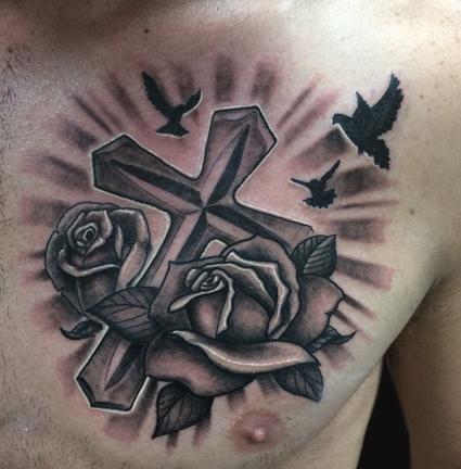 Rose and Cross Tattoo by Spencer Caligiuri: TattooNOW